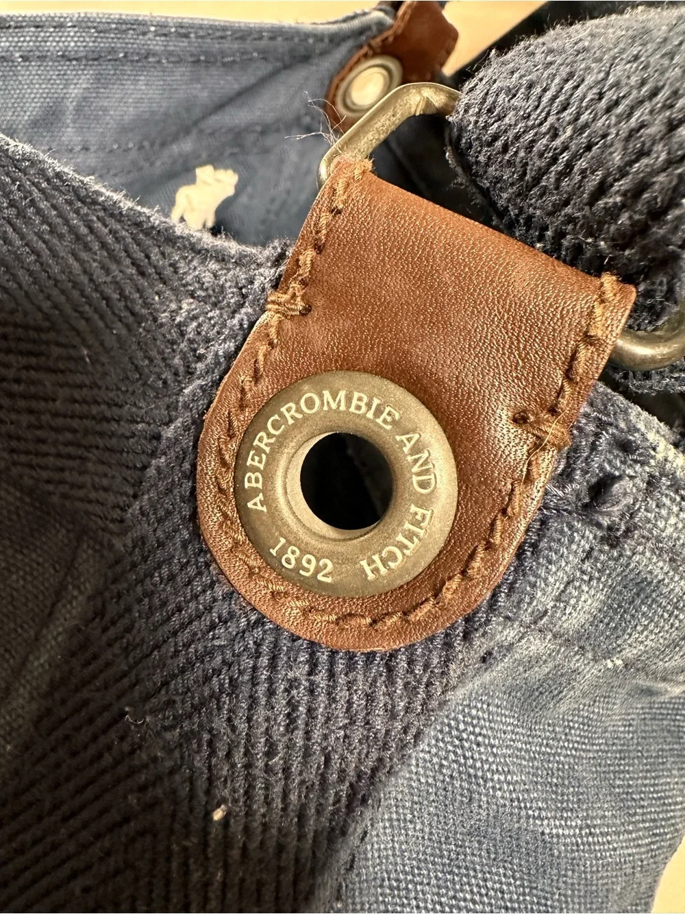 Abercrombie & Fitch Navy Blue Canvas Vintage Retro Messenger Sling Bag Y2K 2000s